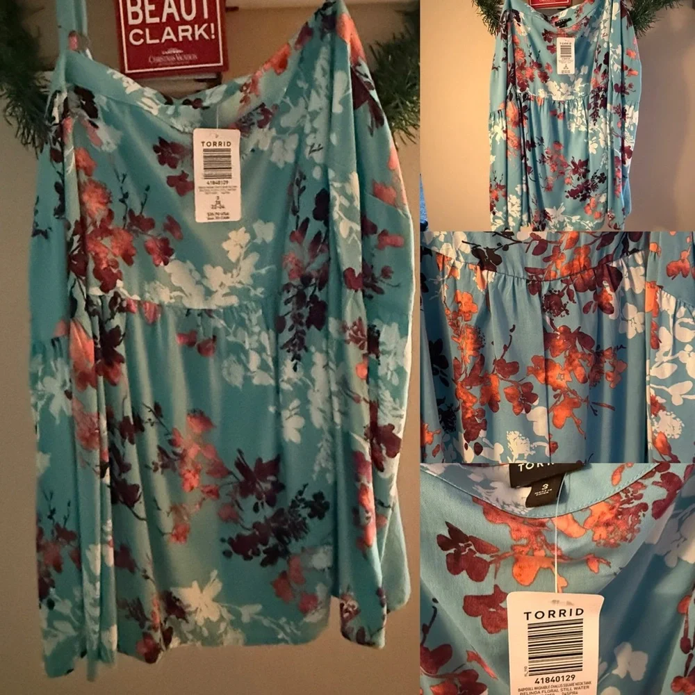 Torrid 3 Floral Blue Top - Picture 1 of 1
